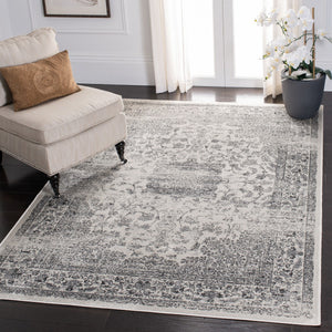 Atlas 965 Transitional Power Loomed 100% Viscose Rug Ivory / Grey