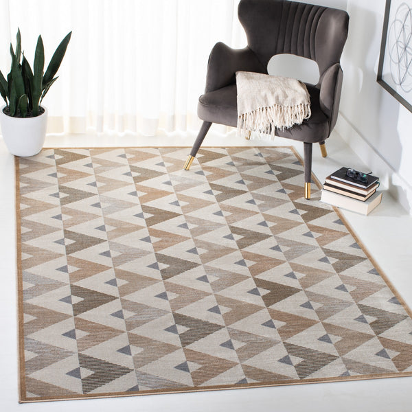Atlas 980 Transitional Power Loomed 100% Viscose Rug Beige / Grey