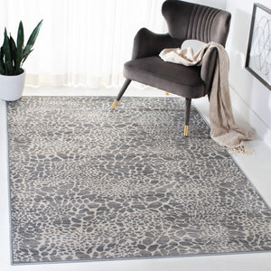 Atlas 985 Transitional Power Loomed 100% Viscose Rug Ivory / Grey