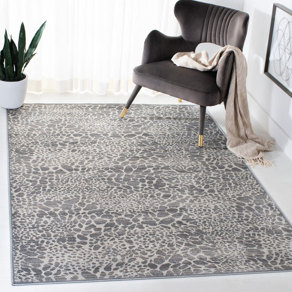 Atlas 985 Transitional Power Loomed 100% Viscose Rug Ivory / Grey