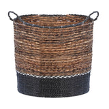 Dovetail Milo Natural Banana Stalk Nested Woven Baskets with White and Black Accents, Set of 3 ATP002