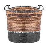 Dovetail Milo Natural Banana Stalk Nested Woven Baskets with White and Black Accents, Set of 3 ATP002