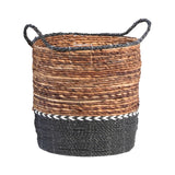 Dovetail Milo Natural Banana Stalk Nested Woven Baskets with White and Black Accents, Set of 3 ATP002