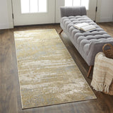 Aura Luxe Modern Rug, Gray/Beige/Gold, 2ft-10in x 7ft-10in, Runner