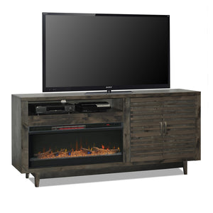 Legends Furniture Fully Assembled TV Stand for 85 Inch TV with Electric Fireplace Included AV5401.CHR
