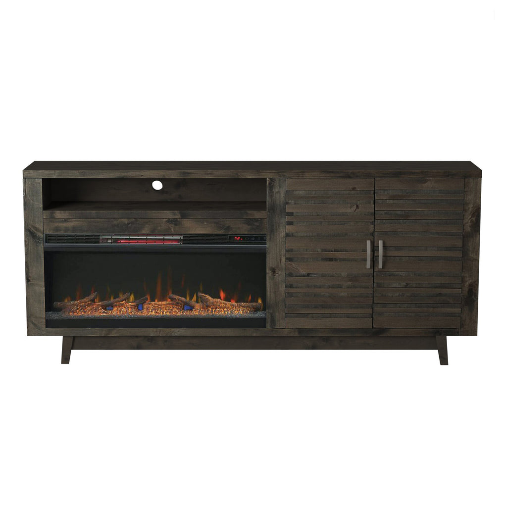 Legends Furniture Fully Assembled TV Stand for 85 Inch TV with Electric Fireplace Included AV5401.CHR
