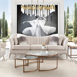 Ava Sofa in Sand Linen Fabric w/ Gold Leg by Diamond Sofa