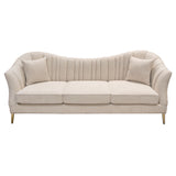 Ava Sofa in Sand Linen Fabric w/ Gold Leg by Diamond Sofa