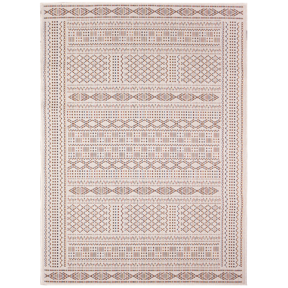 Trans-Ocean Liora Manne Avena Panel Stripe Casual Indoor/Outdoor Power Loomed 91% Polypropylene/9% Polyester Rug Ivory 7'10" x 9'10"