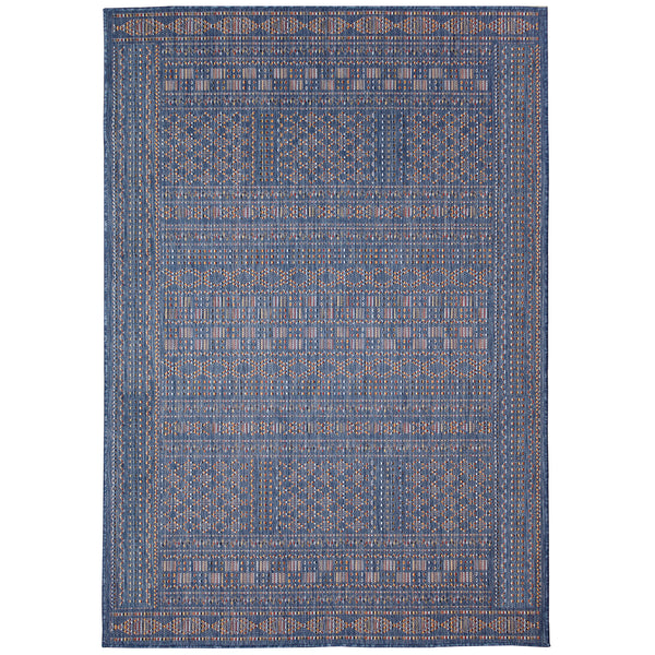 Trans-Ocean Liora Manne Avena Panel Stripe Casual Indoor/Outdoor Power Loomed 91% Polypropylene/9% Polyester Rug Denim 7'10" x 9'10"