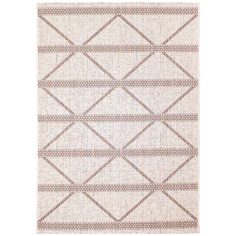 Trans-Ocean Liora Manne Avena Diamond Stripe Casual Indoor/Outdoor Power Loomed 91% Polypropylene/9% Polyester Rug Ivory 7'10" x 9'10"