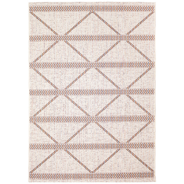 Trans-Ocean Liora Manne Avena Diamond Stripe Casual Indoor/Outdoor Power Loomed 91% Polypropylene/9% Polyester Rug Ivory 7'10" x 9'10"