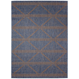 Trans-Ocean Liora Manne Avena Diamond Stripe Casual Indoor/Outdoor Power Loomed 91% Polypropylene/9% Polyester Rug Denim 7'10" x 9'10"