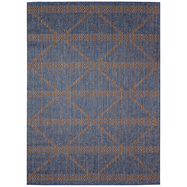Trans-Ocean Liora Manne Avena Diamond Stripe Casual Indoor/Outdoor Power Loomed 91% Polypropylene/9% Polyester Rug Denim 7'10" x 9'10"