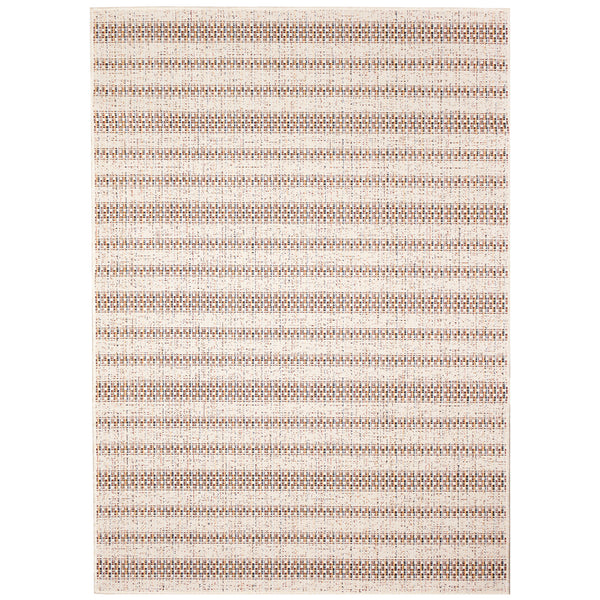 Trans-Ocean Liora Manne Avena Mosaic Stripe Casual Indoor/Outdoor Power Loomed 91% Polypropylene/9% Polyester Rug Ivory 7'10" x 9'10"