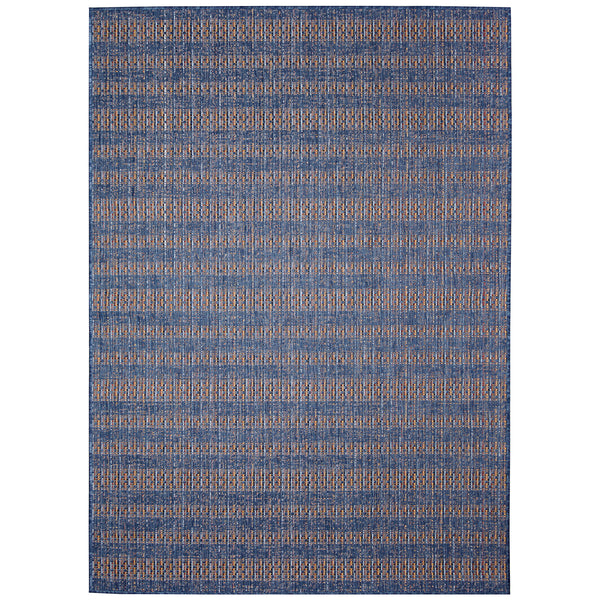 Trans-Ocean Liora Manne Avena Mosaic Stripe Casual Indoor/Outdoor Power Loomed 91% Polypropylene/9% Polyester Rug Denim 7'10" x 9'10"
