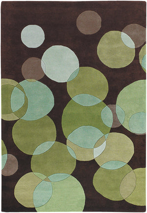 Chandra Rugs Avalisa 100% Wool Hand-Tufted Contemporary Rug Green/Brown/Blue 7'9 x 10'6