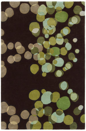 Chandra Rugs Avalisa 100% Wool Hand-Tufted Contemporary Rug Green/Brown/Blue 7'9 x 10'6