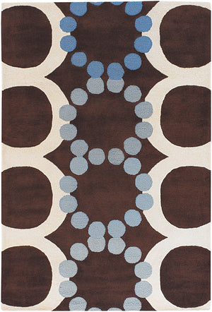 Chandra Rugs Avalisa 100% Wool Hand-Tufted Contemporary Rug Brown/White/Blue 7'9 x 10'6