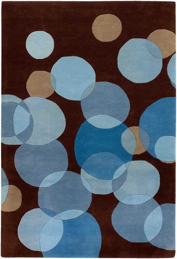 Chandra Rugs Avalisa 100% Wool Hand-Tufted Contemporary Rug Brown/Blue 7'9 x 10'6