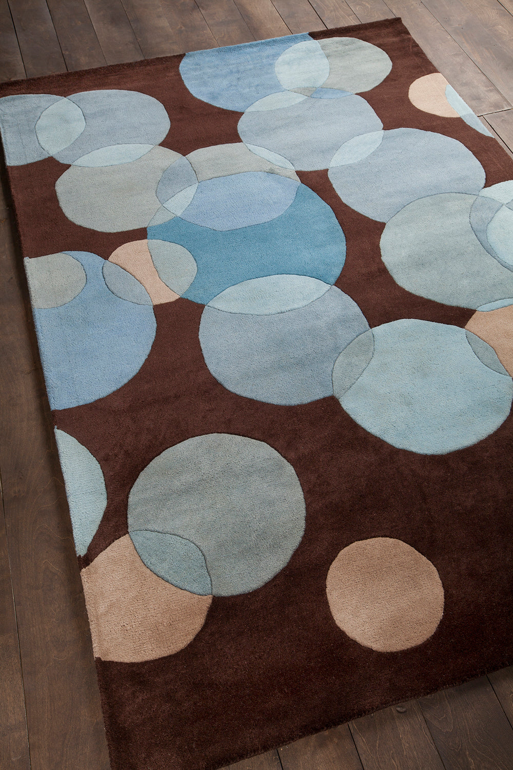 Chandra Rugs Avalisa 100% Wool Hand-Tufted Contemporary Rug Brown/Blue 7'9 x 10'6