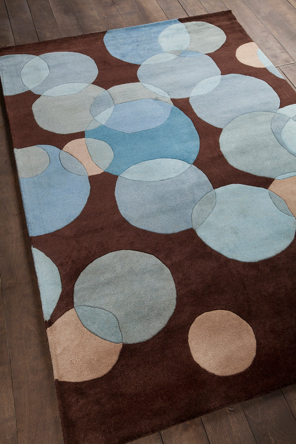 Chandra Rugs Avalisa 100% Wool Hand-Tufted Contemporary Rug Brown/Blue 7'9 x 10'6