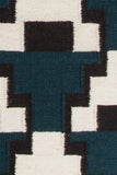 Chandra Rugs Avon 100% Wool Hand-Woven Contemporary Flatweave Rug Blue/ Black/ White  7'9 x 10'6