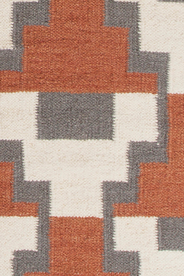 Chandra Rugs Avon 100% Wool Hand-Woven Contemporary Flatweave Rug Rust/ Grey/ White 7'9 x 10'6