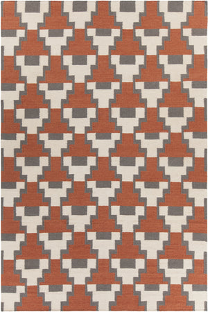 Chandra Rugs Avon 100% Wool Hand-Woven Contemporary Flatweave Rug Rust/ Grey/ White 7'9 x 10'6