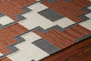 Chandra Rugs Avon 100% Wool Hand-Woven Contemporary Flatweave Rug Rust/ Grey/ White 7'9 x 10'6