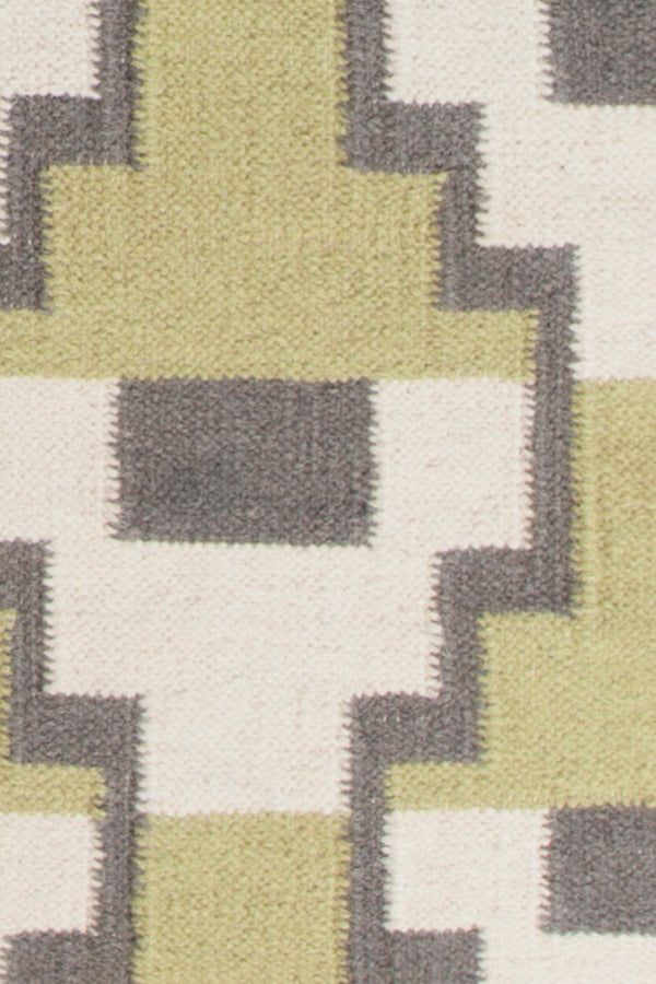 Chandra Rugs Avon 100% Wool Hand-Woven Contemporary Flatweave Rug Green/ Grey/ White 7'9 x 10'6