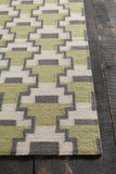 Chandra Rugs Avon 100% Wool Hand-Woven Contemporary Flatweave Rug Green/ Grey/ White 7'9 x 10'6