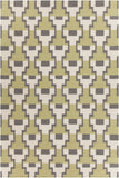 Chandra Rugs Avon 100% Wool Hand-Woven Contemporary Flatweave Rug Green/ Grey/ White 7'9 x 10'6