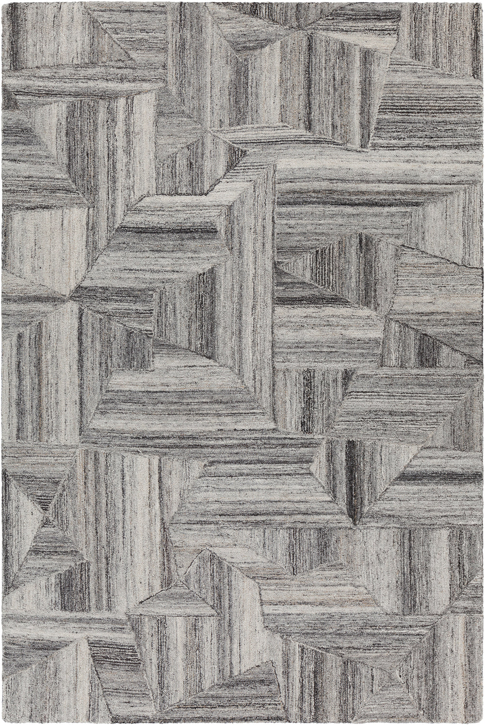 Chandra Rugs Avril 100% Polyester Hand-Tufted Contemporary Rug Grey/White 7'9 x 10'6