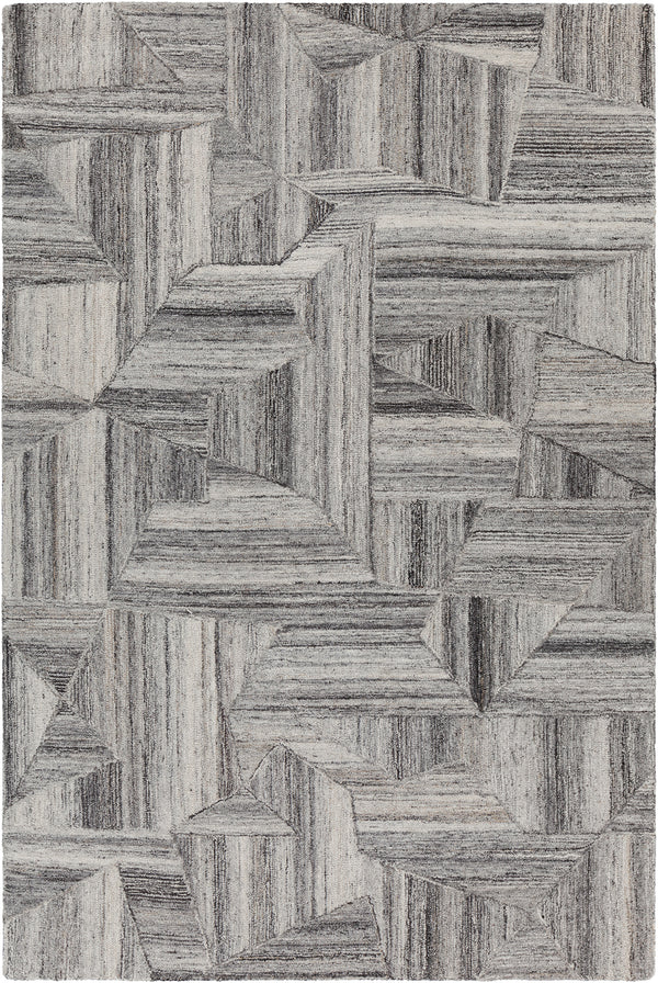 Chandra Rugs Avril 100% Polyester Hand-Tufted Contemporary Rug Grey/White 7'9 x 10'6