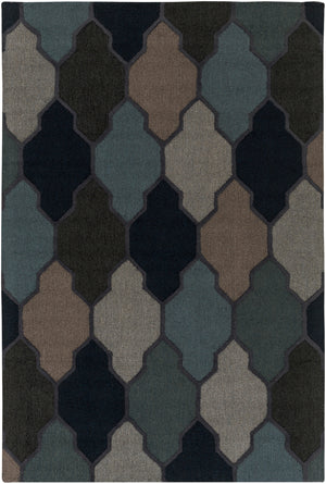 Pollack AWAH-2042 Cottage Wool Rug AWAH2042-913 Navy, Charcoal, Taupe, Light Gray, Aqua 100% Wool 9' x 13'