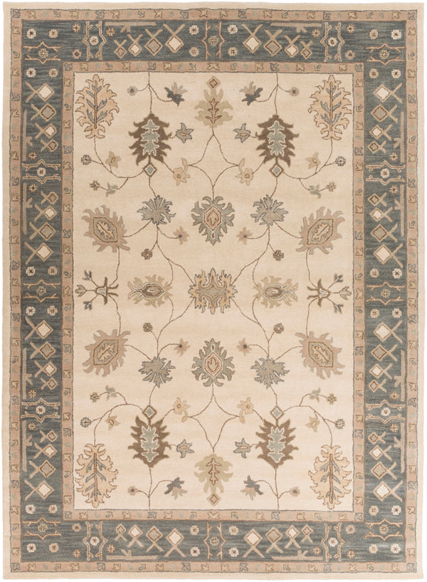 Middleton AWHR-2050 Traditional Wool Rug AWHR2050-811 Khaki, Teal, Tan, Dark Brown, Seafoam 100% Wool 8' x 11'