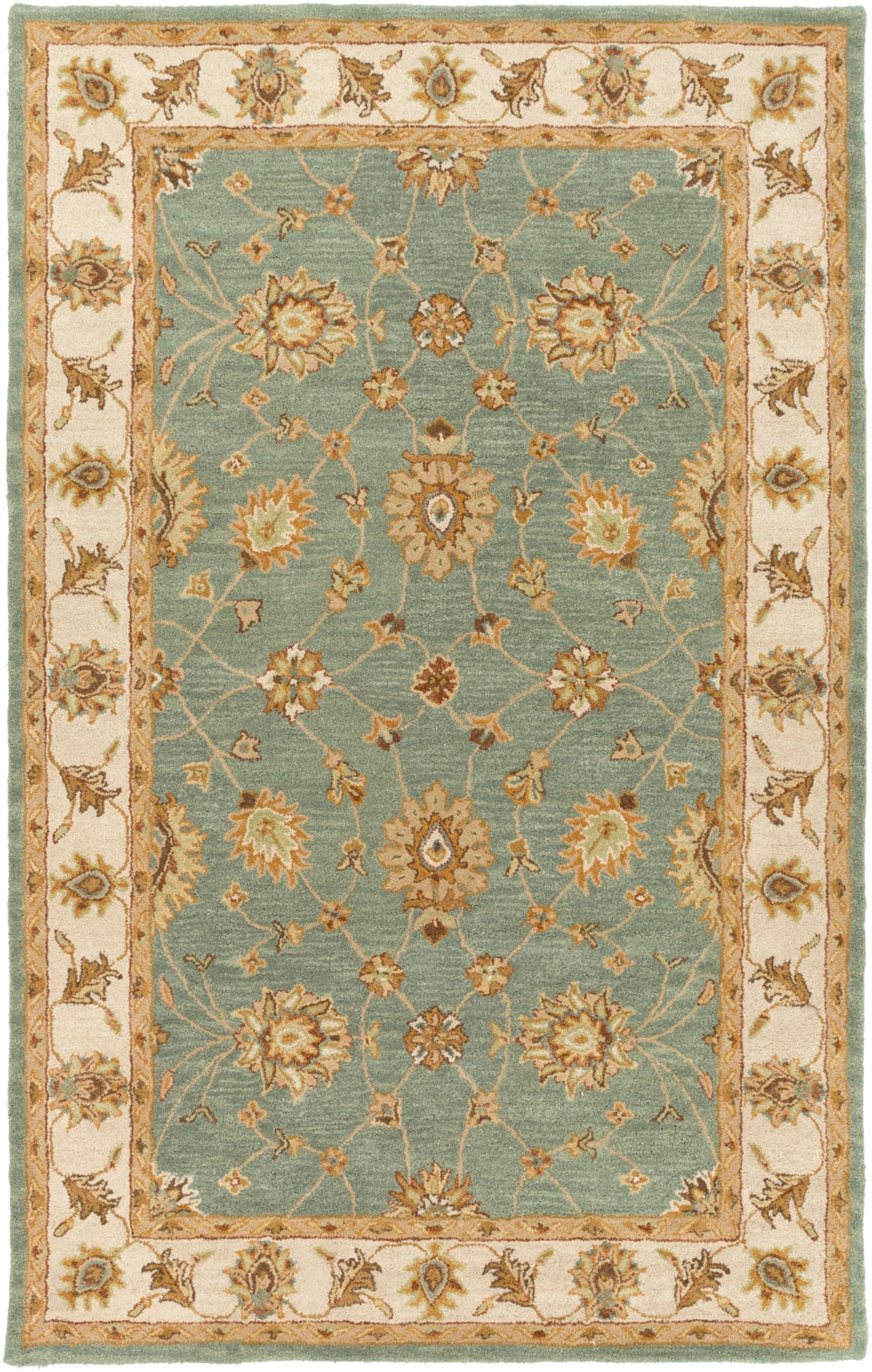 Middleton AWHR-2058 Traditional Wool Rug AWHR2058-913 Dark Green, Grass Green, Khaki, Clay, Camel, Moss, Sage 100% Wool 9' x 13'