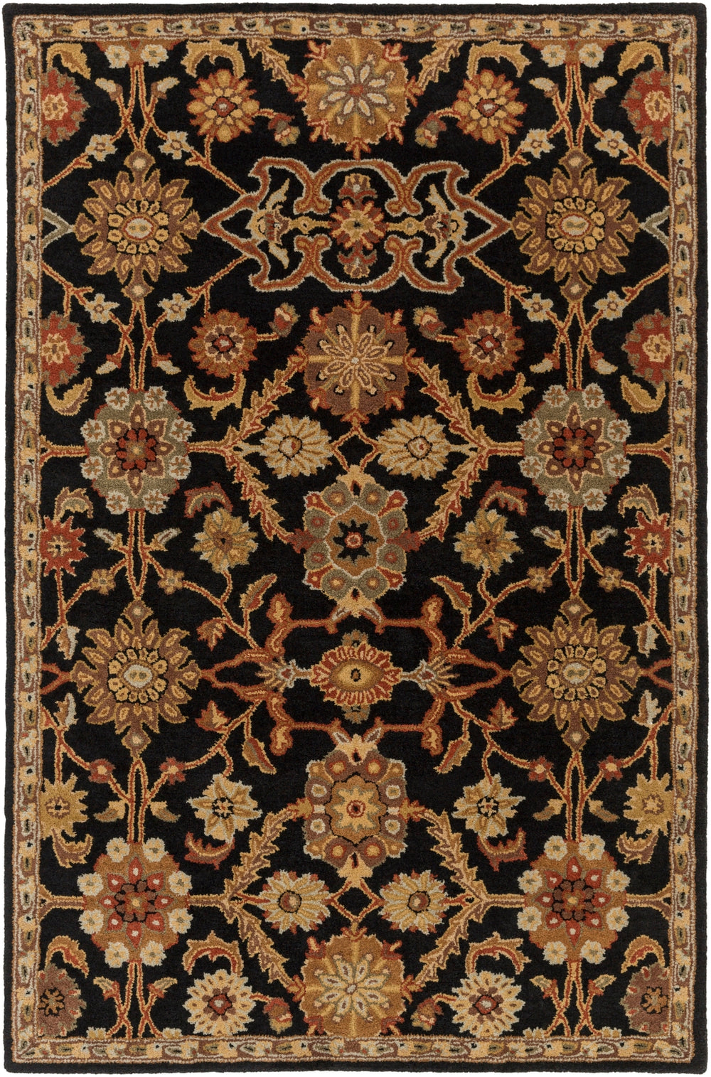 Middleton AWMD-2073 Traditional Wool Rug AWMD2073-913 Black, Rust, Olive, Camel, Tan, Sage 100% Wool 9' x 13'