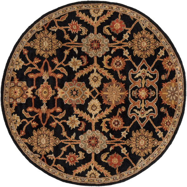 Middleton AWMD-2073 Traditional Wool Rug AWMD2073-6RD Black, Rust, Olive, Camel, Tan, Sage 100% Wool 6' Round