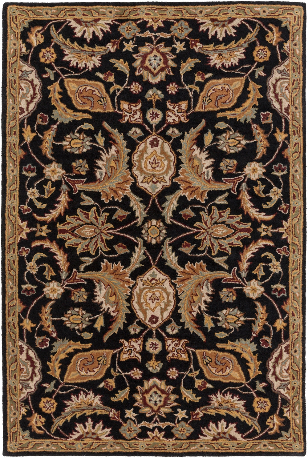 Middleton AWMD-2078 Traditional Wool Rug AWMD2078-913 Black, Camel, Khaki, Medium Gray, Olive, Burgundy 100% Wool 9' x 13'