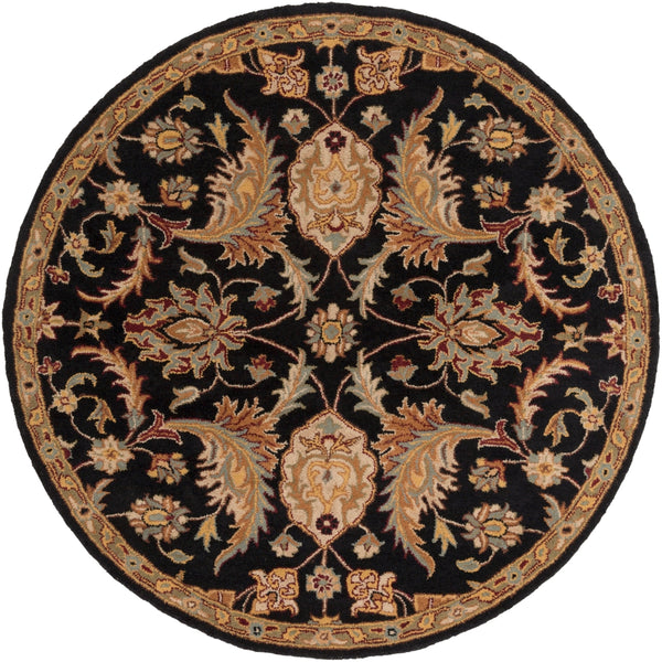 Middleton AWMD-2078 Traditional Wool Rug AWMD2078-6RD Black, Camel, Khaki, Medium Gray, Olive, Burgundy 100% Wool 6' Round