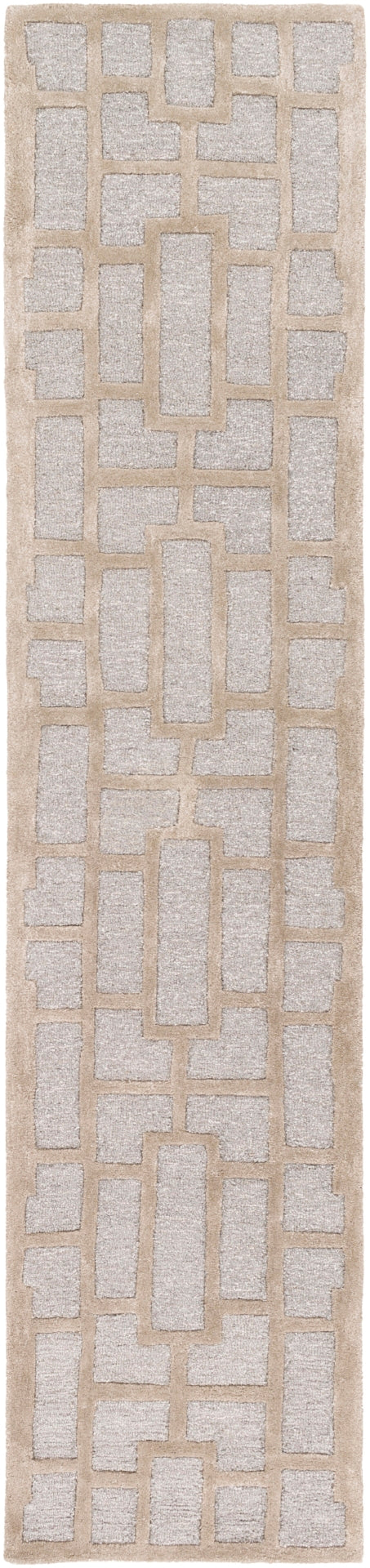 Arise AWRS-2141 Modern Wool, Viscose Rug AWRS2141-2314 Light Gray, Khaki 70% Wool, 30% Viscose 2'3" x 14'