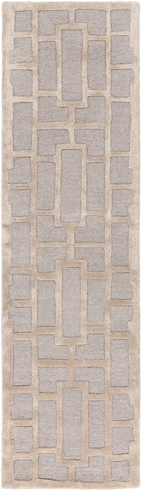 Arise AWRS-2141 Modern Wool, Viscose Rug AWRS2141-238 Light Gray, Khaki 70% Wool, 30% Viscose 2'3" x 8'