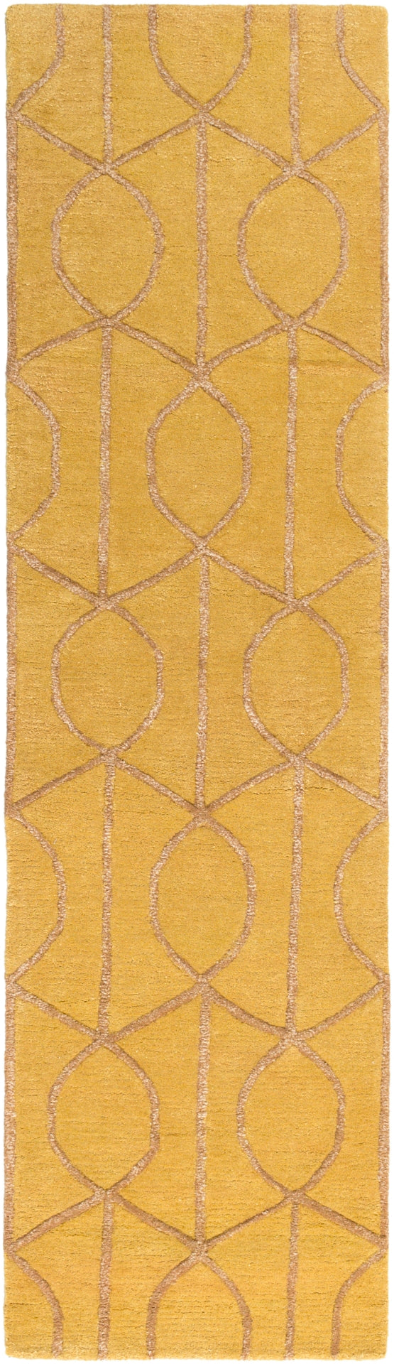 Urban AWUB-2164 Modern Wool, Viscose Rug AWUB2164-238 Mustard, Camel 70% Wool, 30% Viscose 2'3" x 8'