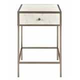 Dovetail Baxter Storage White Marble and Bushed Antique Nickel Finished Iron Framed Side Table AX038