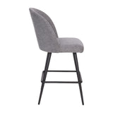 English Elm EE1117 Modern Commercial Grade Upholstered Barstool - Set of 2 Gray Faux Linen EEV-10947