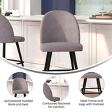 English Elm EE1117 Modern Commercial Grade Upholstered Barstool - Set of 2 Gray Faux Linen EEV-10947
