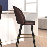 English Elm EE1118 Modern Commercial Grade Leather Barstool Brown LeatherSoft EEV-10949