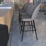 English Elm EE1118 Modern Commercial Grade Upholstered Barstool Gray Faux Linen EEV-10950